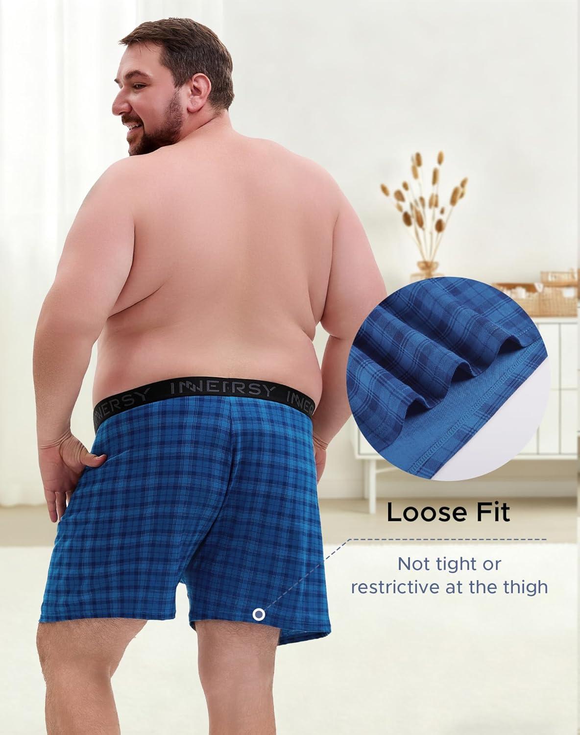 imageINNERSY Big and Tall Cotton Boxers for Men Moisture Wicking Loose Fit Underwear 4PackClassic Plaids