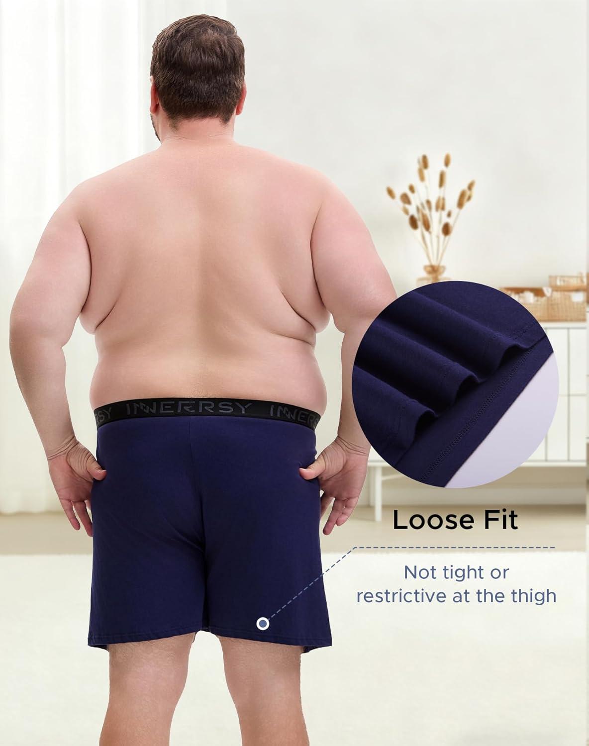 imageINNERSY Big and Tall Cotton Boxers for Men Moisture Wicking Loose Fit Underwear 4PackNavy  Charcoal