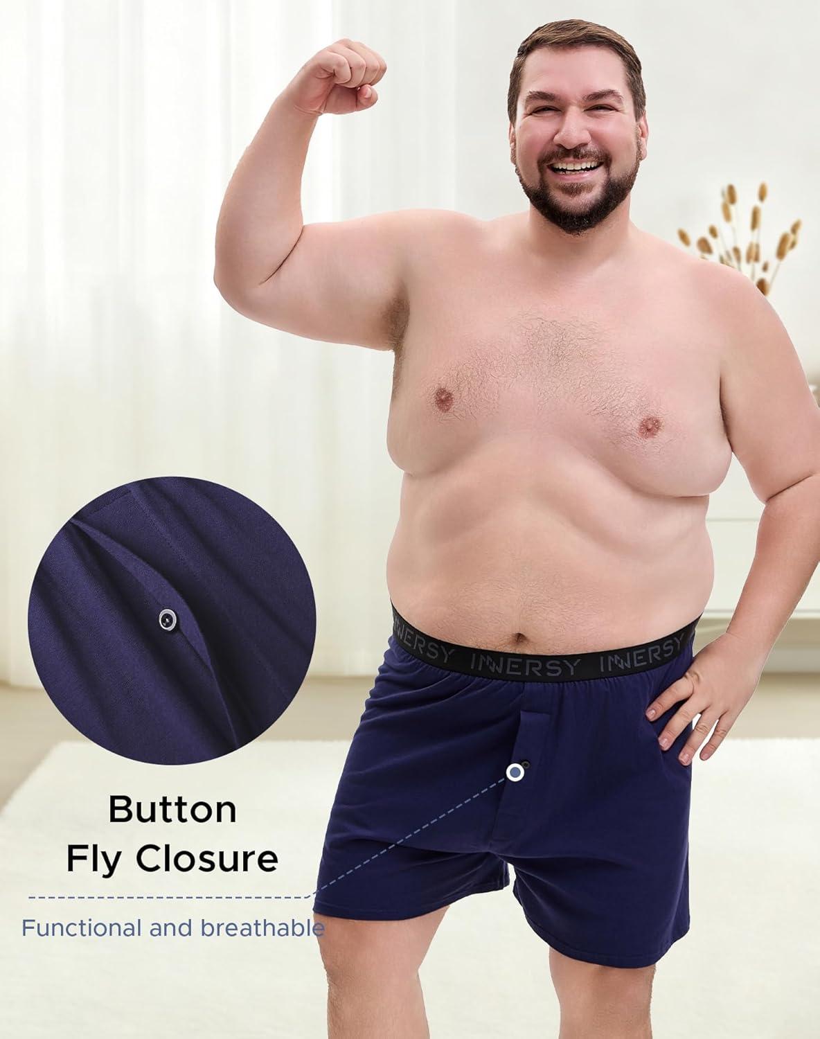 imageINNERSY Big and Tall Cotton Boxers for Men Moisture Wicking Loose Fit Underwear 4PackNavy  Charcoal