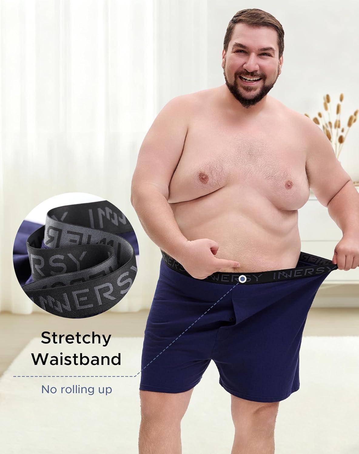 imageINNERSY Big and Tall Cotton Boxers for Men Moisture Wicking Loose Fit Underwear 4PackNavy  Charcoal