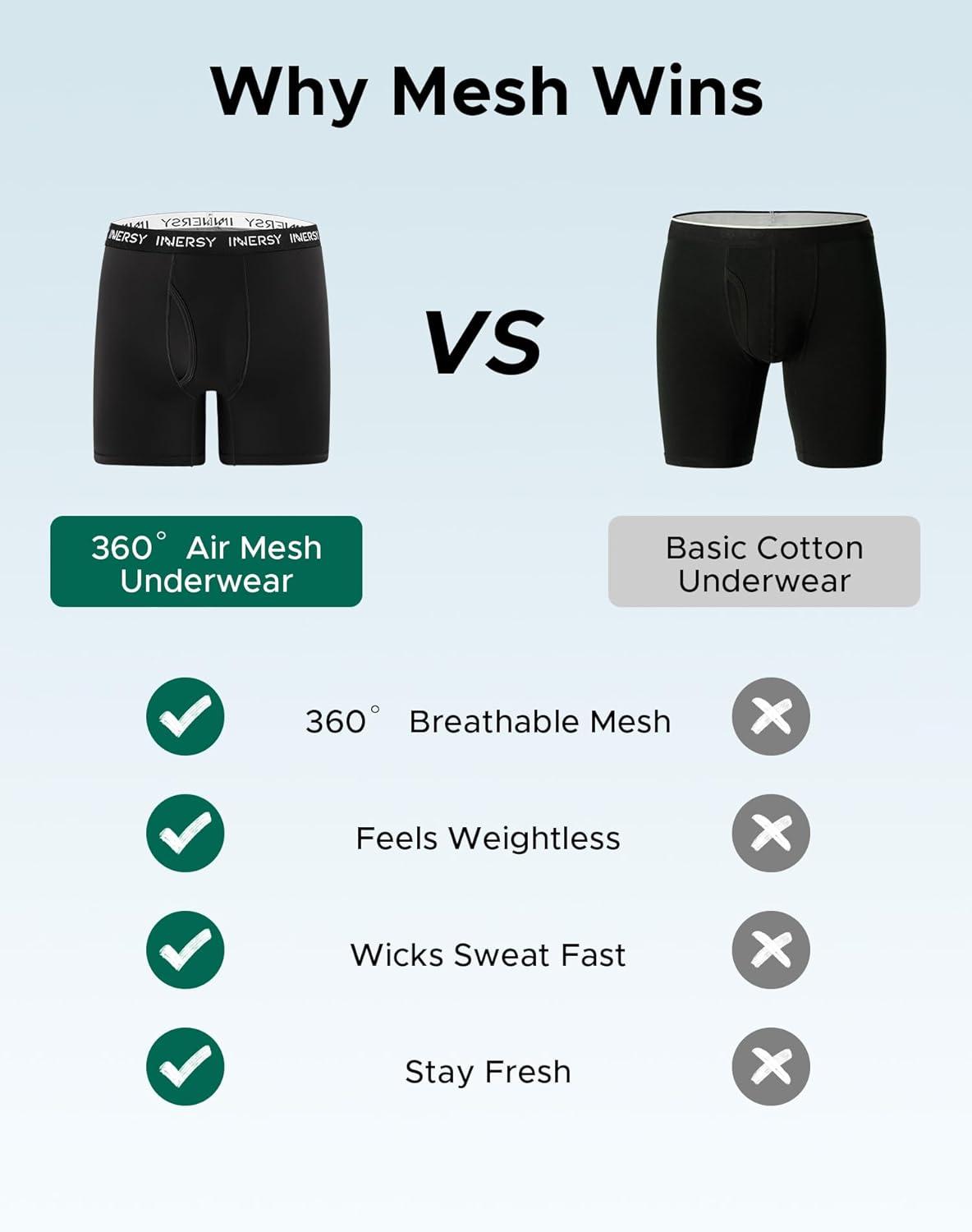 imageINNERSY Mens Big and Tall Boxer Briefs Breathable Mesh Cooling Underwear 3PackBlack