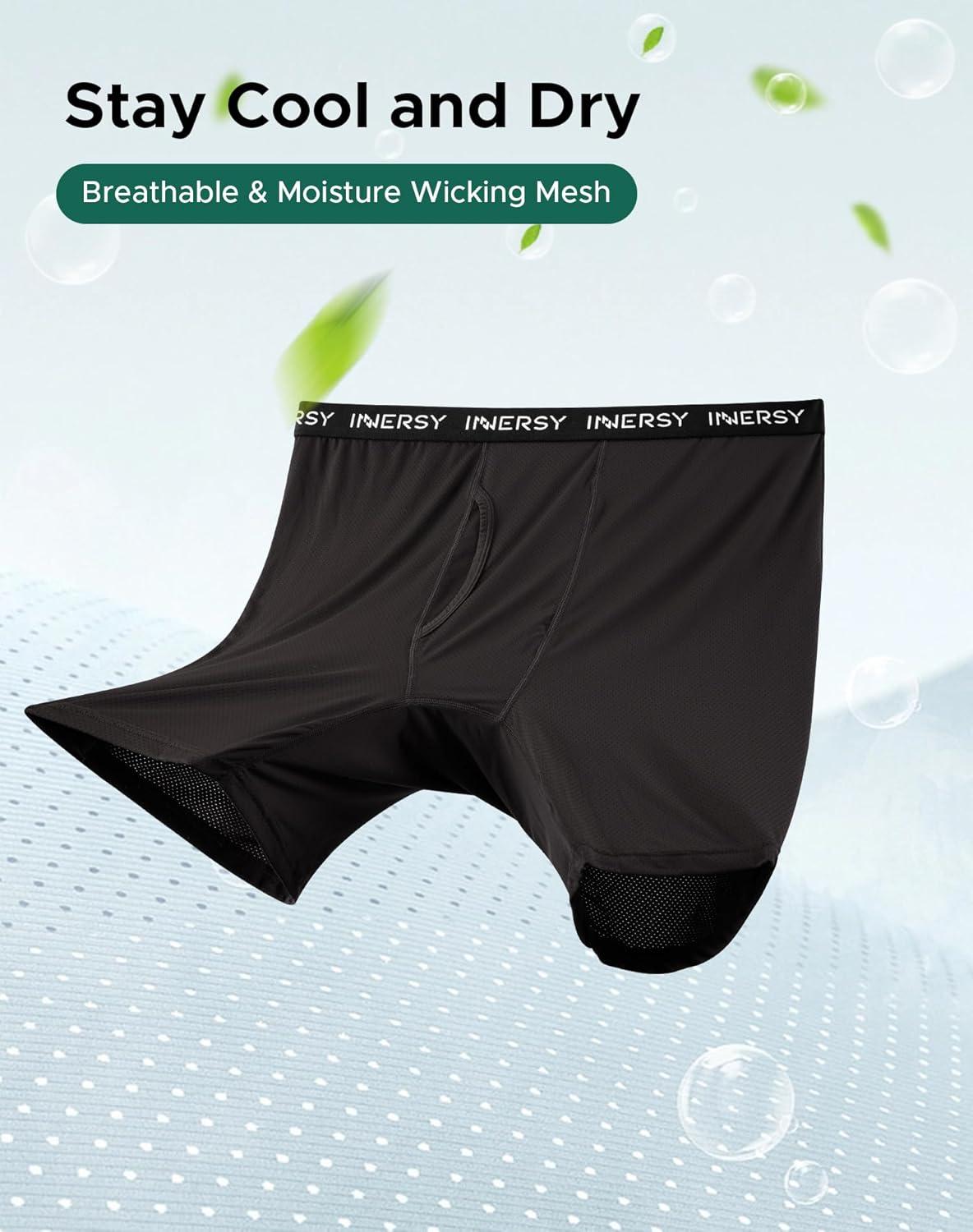 imageINNERSY Mens Big and Tall Boxer Briefs Breathable Mesh Cooling Underwear 3PackBlack