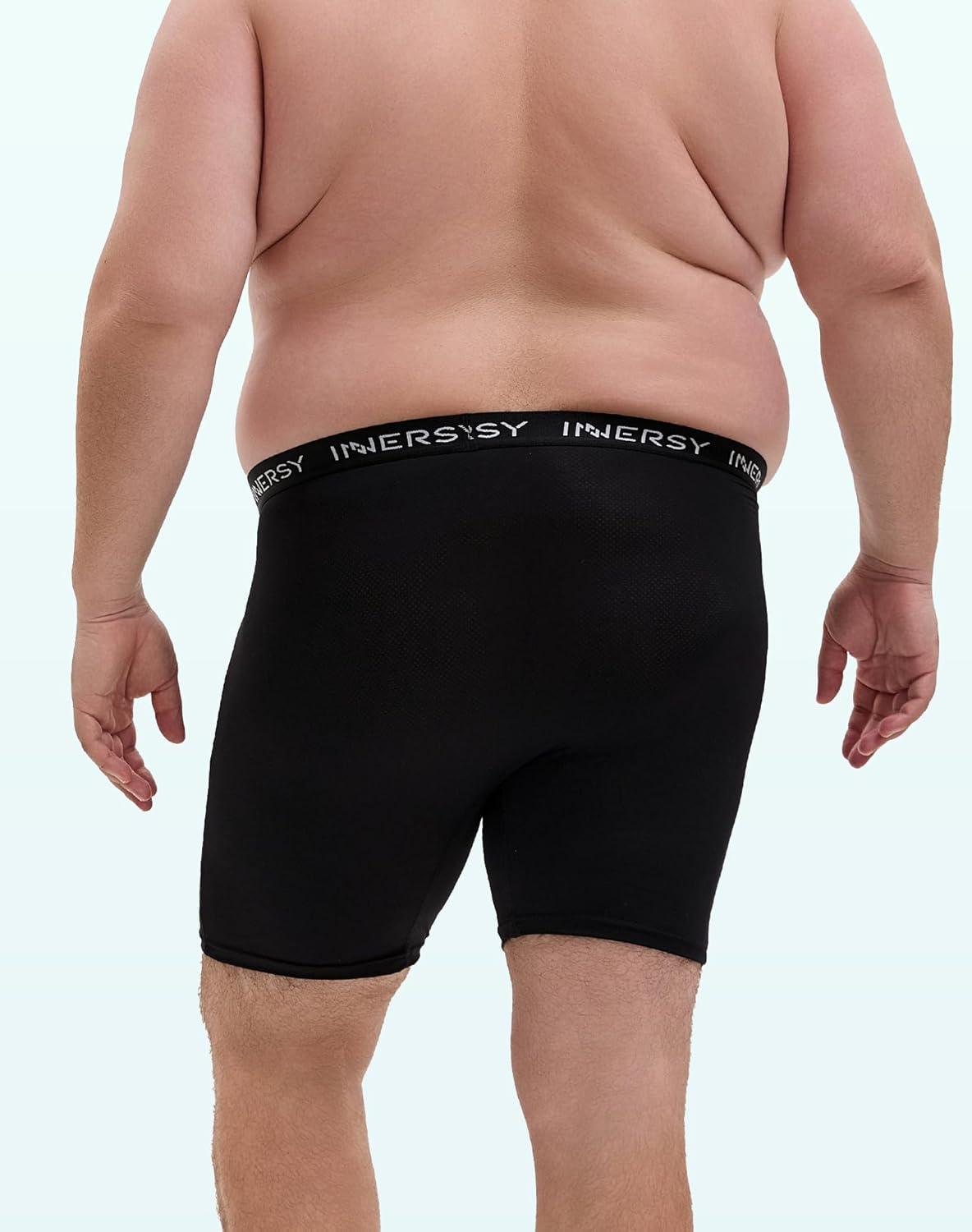 imageINNERSY Mens Big and Tall Boxer Briefs Breathable Mesh Cooling Underwear 3PackBlack