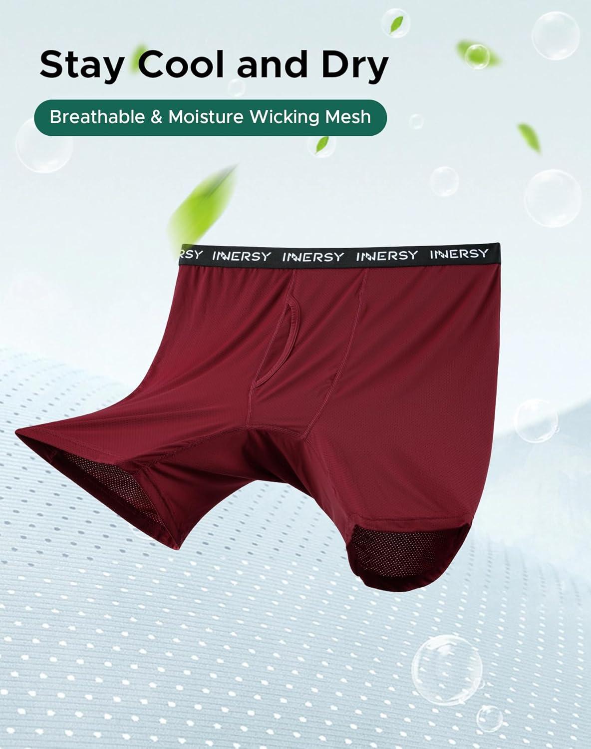imageINNERSY Mens Big and Tall Boxer Briefs Breathable Mesh Cooling Underwear 3PackCrimson Shadow