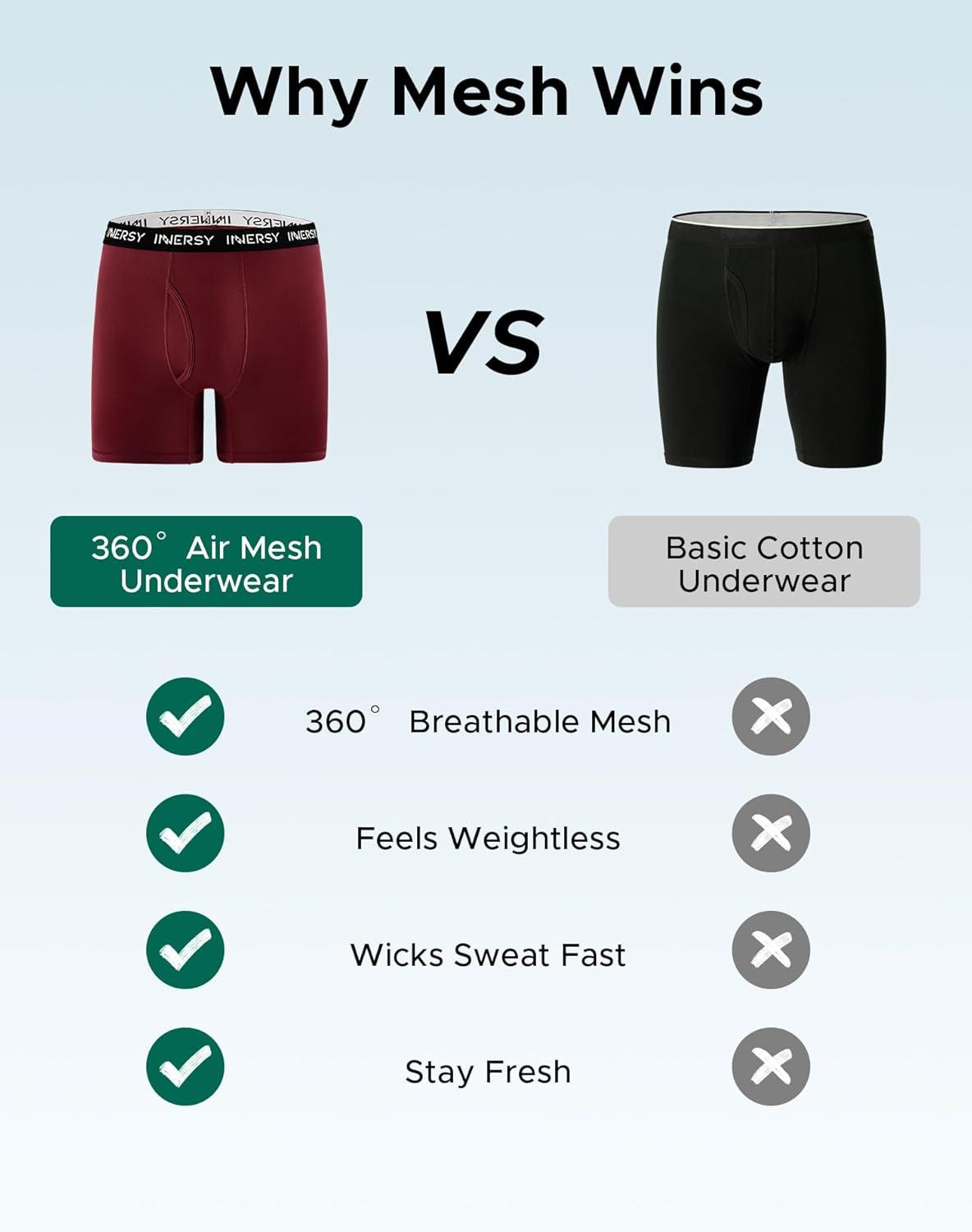 imageINNERSY Mens Big and Tall Boxer Briefs Breathable Mesh Cooling Underwear 3PackCrimson Shadow