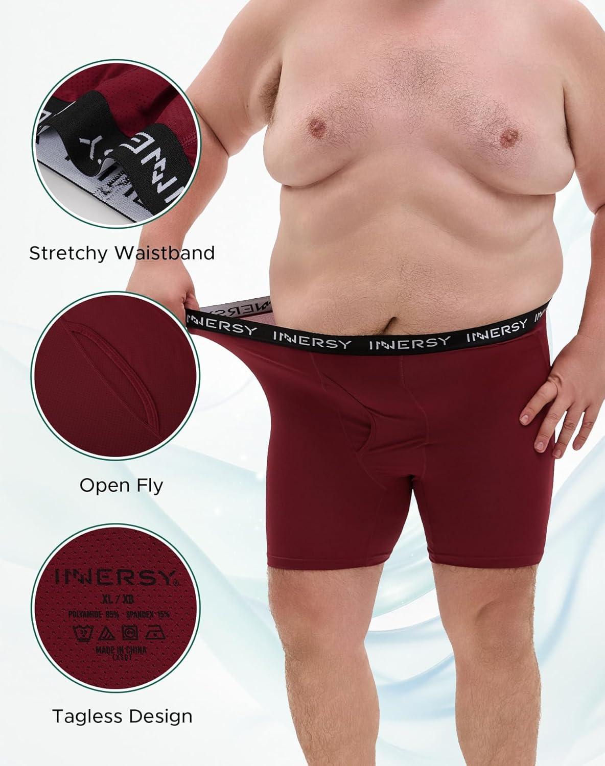 imageINNERSY Mens Big and Tall Boxer Briefs Breathable Mesh Cooling Underwear 3PackCrimson Shadow