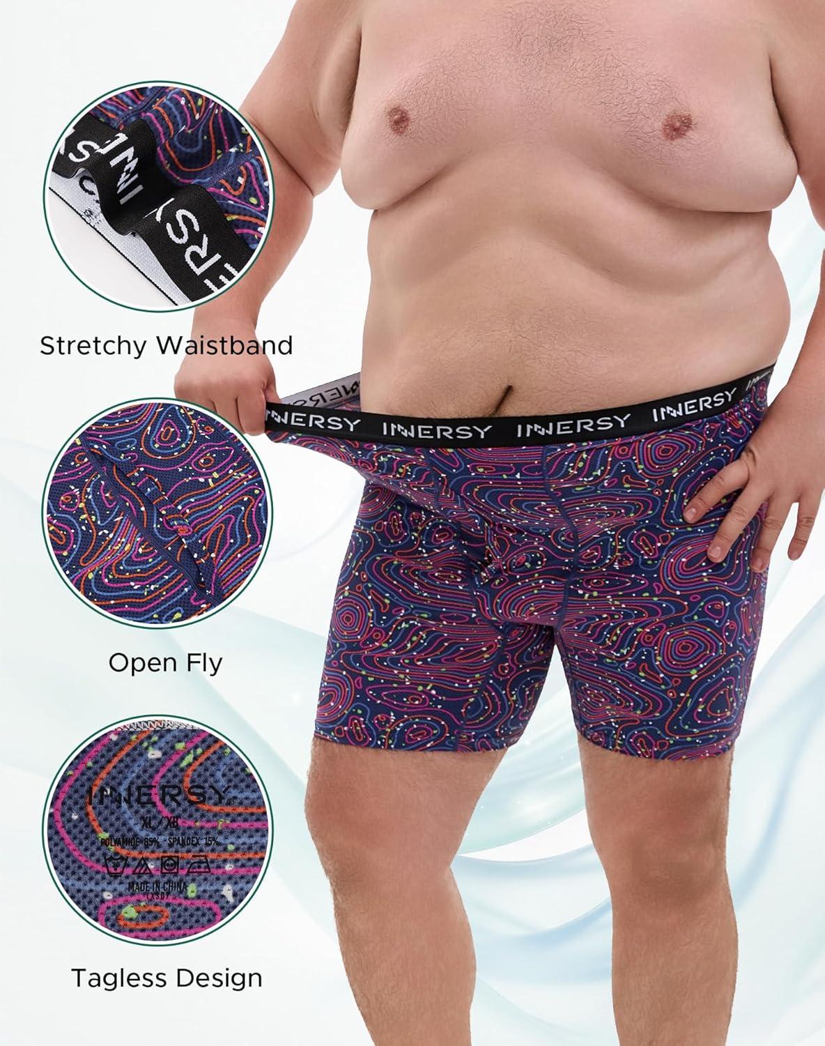 imageINNERSY Mens Big and Tall Boxer Briefs Breathable Mesh Cooling Underwear 3PackGlacier Flow