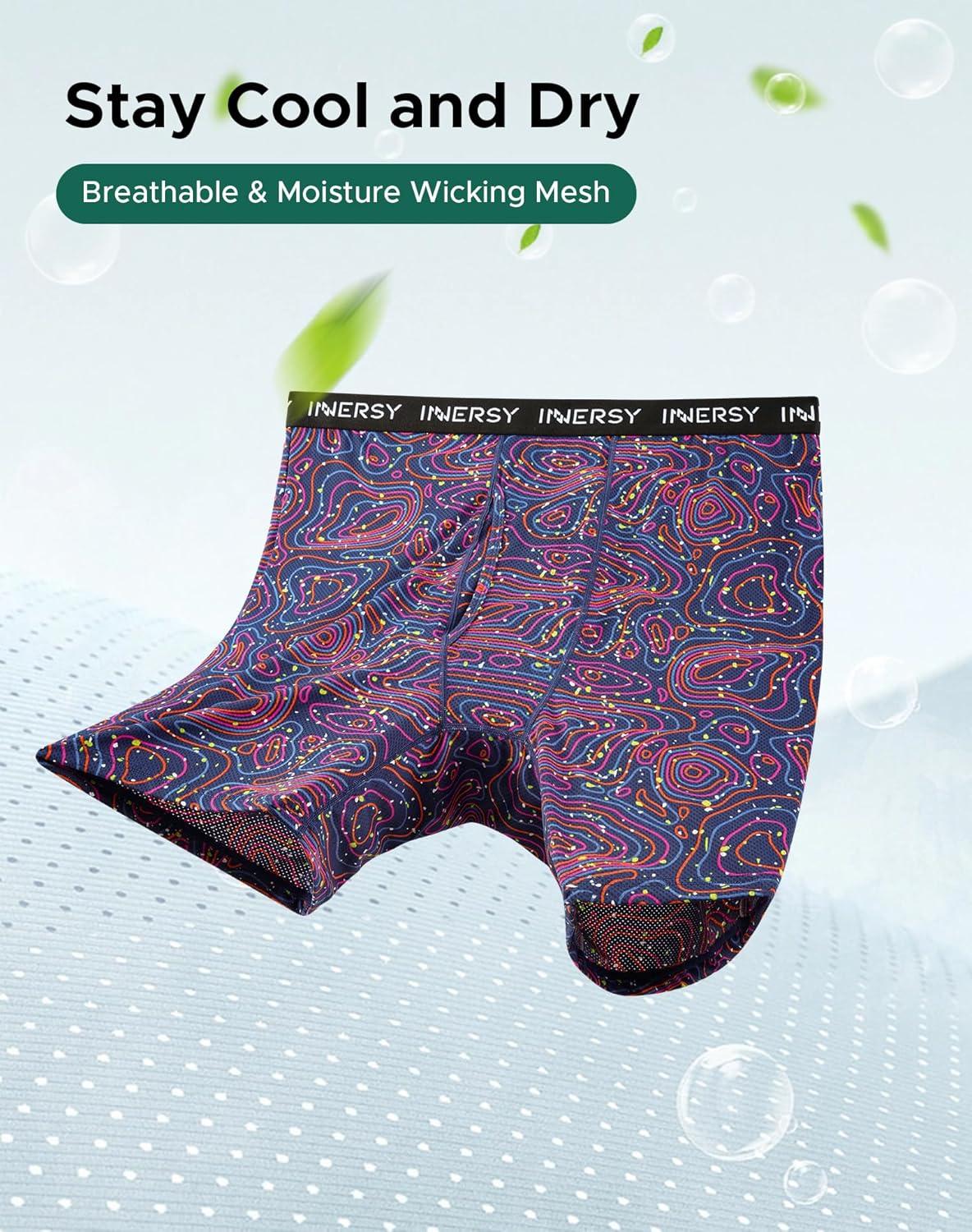 imageINNERSY Mens Big and Tall Boxer Briefs Breathable Mesh Cooling Underwear 3PackGlacier Flow