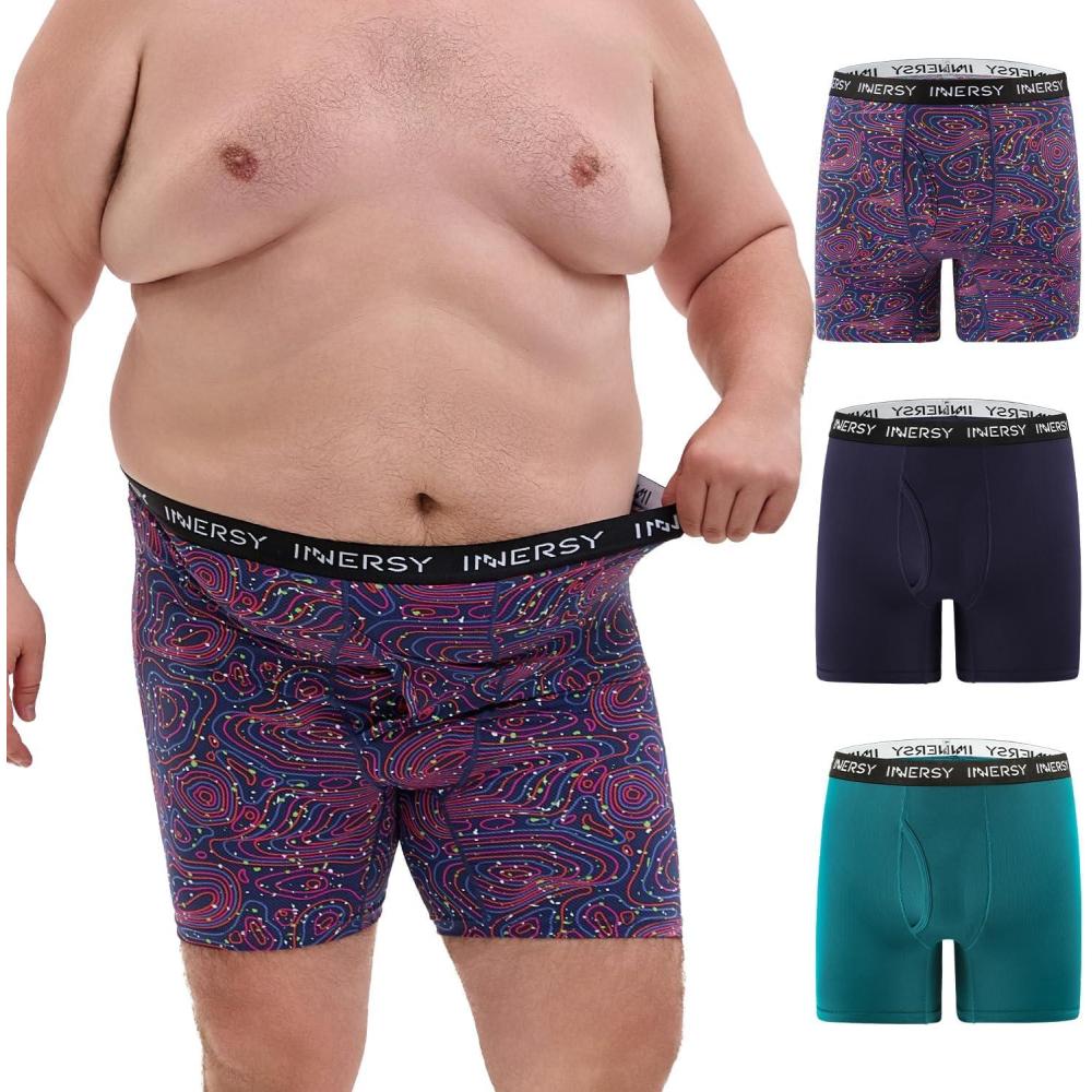 imageINNERSY Mens Big and Tall Boxer Briefs Breathable Mesh Cooling Underwear 3PackGlacier Flow