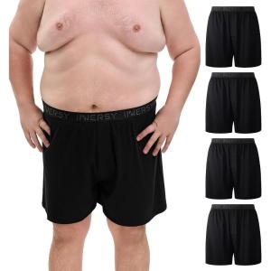 imageINNERSY Big and Tall Cotton Boxers for Men Moisture Wicking Loose Fit Underwear 4PackBlack