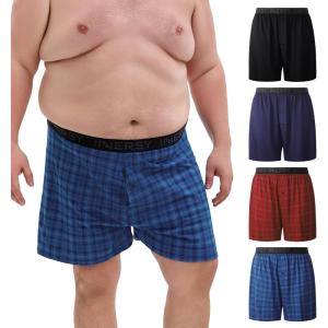 imageINNERSY Big and Tall Cotton Boxers for Men Moisture Wicking Loose Fit Underwear 4PackClassic Plaids