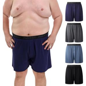 imageINNERSY Big and Tall Cotton Boxers for Men Moisture Wicking Loose Fit Underwear 4PackNavy  Charcoal