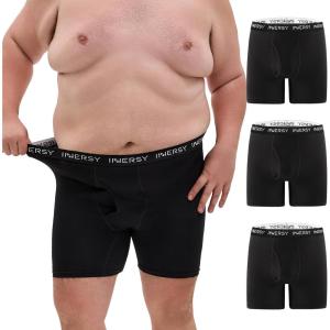 imageINNERSY Mens Big and Tall Boxer Briefs Breathable Mesh Cooling Underwear 3PackBlack