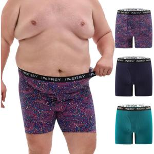 imageINNERSY Mens Big and Tall Boxer Briefs Breathable Mesh Cooling Underwear 3PackGlacier Flow