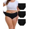 imageINNERSY Womens Period Underwear Plus Size Heavy Flow High Waisted Cotton Leak Proof Menstrual Panties 3PackAll Black