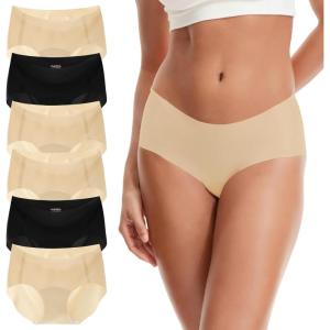 imageINNERSY Womens Seamless Underwear No Show Invisible Lightweight Hipster Panties 6PackBlackNude