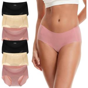 imageINNERSY Womens Seamless Underwear No Show Invisible Lightweight Hipster Panties 6PackWarm Neutral