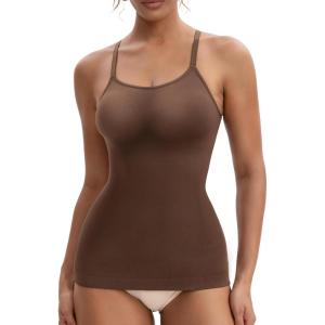 imageINNERSY Womens Tank Tops Scoop Neck Tummy Control Shapewear Body Shaper CamisoleBrown