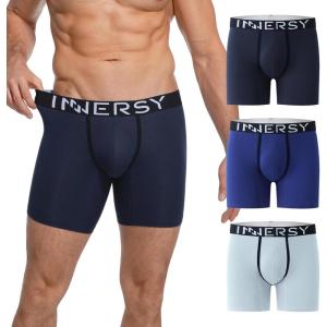 imageINNERSY Mens Boxer Underwear Ushape Cotton Stylish Breathable Boxer Briefs 3PackBlues