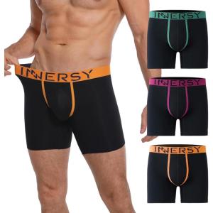 imageINNERSY Mens Boxer Underwear Ushape Cotton Stylish Breathable Boxer Briefs 3PackColored Black