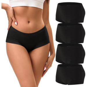 imageINNERSY Boy Shorts Underwear for Women Cotton Boxer Briefs Breathable Moisture Wicking Boyshorts Panties 4PackBlack