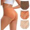 imageINNERSY Womens High Waist Seamless Underwear No Show Panties Full Coverage Briefs 3PackMaillard