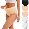imageINNERSY Womens High Waisted Underwear Cotton Panties Regular ampamp Plus Size 5PackBlackbeigewhite
