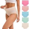 imageINNERSY Womens High Waisted Underwear Cotton Panties Regular ampamp Plus Size 5PackMacaroon