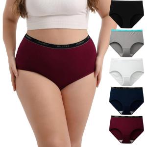 imageINNERSY Plus Size XL5XL Big Curvy Woman Cotton Underwear High Waist Briefs 5PackCrimson Twilight