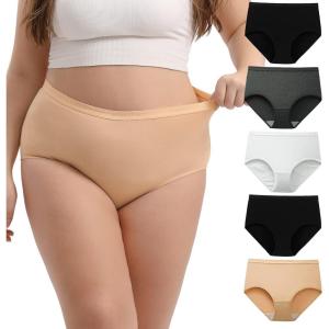 imageINNERSY Plus Size XL5XL Big Curvy Woman Cotton Underwear High Waist Briefs 5PackLight Mist