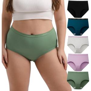 imageINNERSY Plus Size XL5XL Big Curvy Woman Cotton Underwear High Waist Briefs 5PackMint Sky