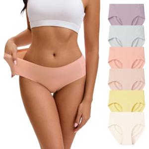 imageINNERSY Seamless Underwear for Women No Show Bikini Panties Invisible Breathable Hipster 6PackMirage Vivid