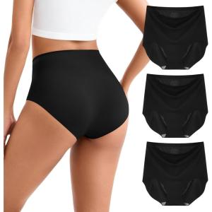 imageINNERSY Womens High Waist Seamless Underwear No Show Panties Full Coverage Briefs 3PackBlack