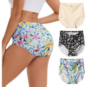 imageINNERSY Womens High Waist Seamless Underwear No Show Panties Full Coverage Briefs 3PackFairy Florals