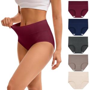 imageINNERSY Womens High Waisted Underwear Cotton Panties Regular ampamp Plus Size 5PackBasics