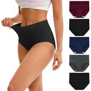 imageINNERSY Womens High Waisted Underwear Cotton Panties Regular ampamp Plus Size 5PackDarks 1