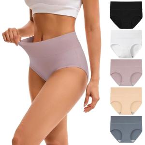 imageINNERSY Womens High Waisted Underwear Cotton Panties Regular ampamp Plus Size 5PackLight Mist