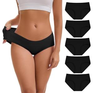 imageINNERSY Womens Underwear Cotton Hipster Panties Soft Breathable Ladies Briefs 5PackBlack