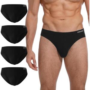 imageINNERSY Mens Underwear Briefs Low Rise Bikini Cut Covered Waistband Briefs 4Pack4 Black