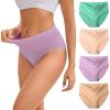imageINNERSY Womens Modal Underwear High Waist Breathable Briefs Full Coverage Ladies Panties 4PackMacaron