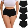 imageINNERSY Womens Plus Size Underwear High Waisted Full Coverage Soft Stretch Cotton Boy Shorts Panties 4PackMidnight Black
