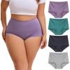 imageINNERSY Womens Plus Size Underwear High Waisted Full Coverage Soft Stretch Cotton Boy Shorts Panties 4PackMisty Horizon