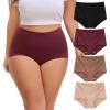 imageINNERSY Womens Plus Size Underwear High Waisted Full Coverage Soft Stretch Cotton Boy Shorts Panties 4PackNeutral Elegance