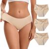 imageINNERSY Womens Underwear Cotton Seamless Hipster Panties No Show Soft Bikini Briefs 3PackNude