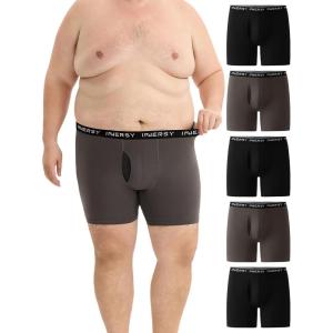 imageINNERSY Mens Big and Tall Boxer Briefs Cotton Stretch Moisture Wicking Underwear 5PackCharcoal  Black
