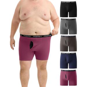 imageINNERSY Mens Big and Tall Boxer Briefs Cotton Stretch Moisture Wicking Underwear 5PackClassic Essentials