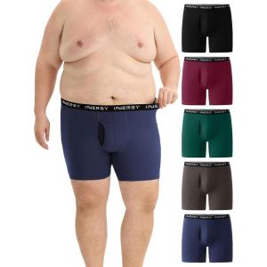 imageINNERSY Mens Big and Tall Boxer Briefs Cotton Stretch Moisture Wicking Underwear 5PackDark Retro