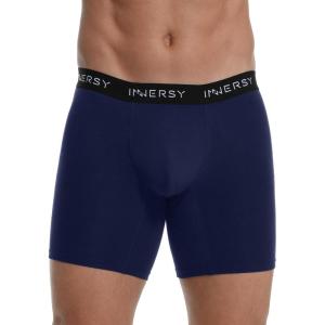imageINNERSY Mens Reusable Incontinence Underwear Bladder Leak Cotton Boxer Briefs 1PackMediumSolid BlackDark Blue