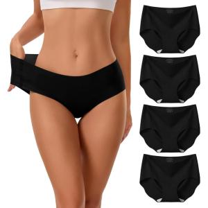 imageINNERSY Seamless Underwear for Women Soft No Show Invisible Hipster Panties 4PackBlack