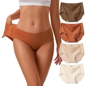 imageINNERSY Seamless Underwear for Women Soft No Show Invisible Hipster Panties 4PackMaillard